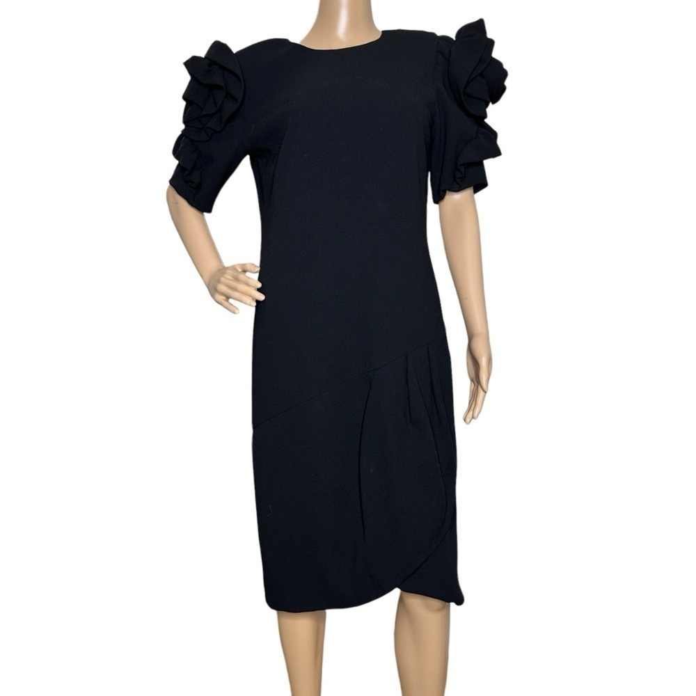 Vintage Union made black dress with statement sleeves size 8